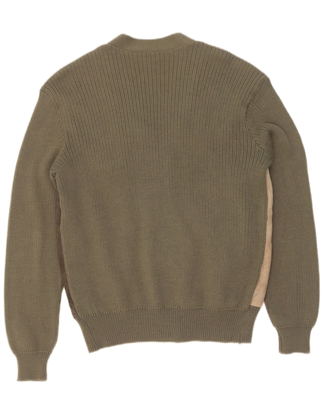 Męski zamszowy sweter w stylu vintage IT 50, wełna w kolorze średniego khaki