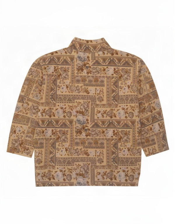 Damska bluza oversize w stylu vintage, UK 14, średni beżowy kwiatowy