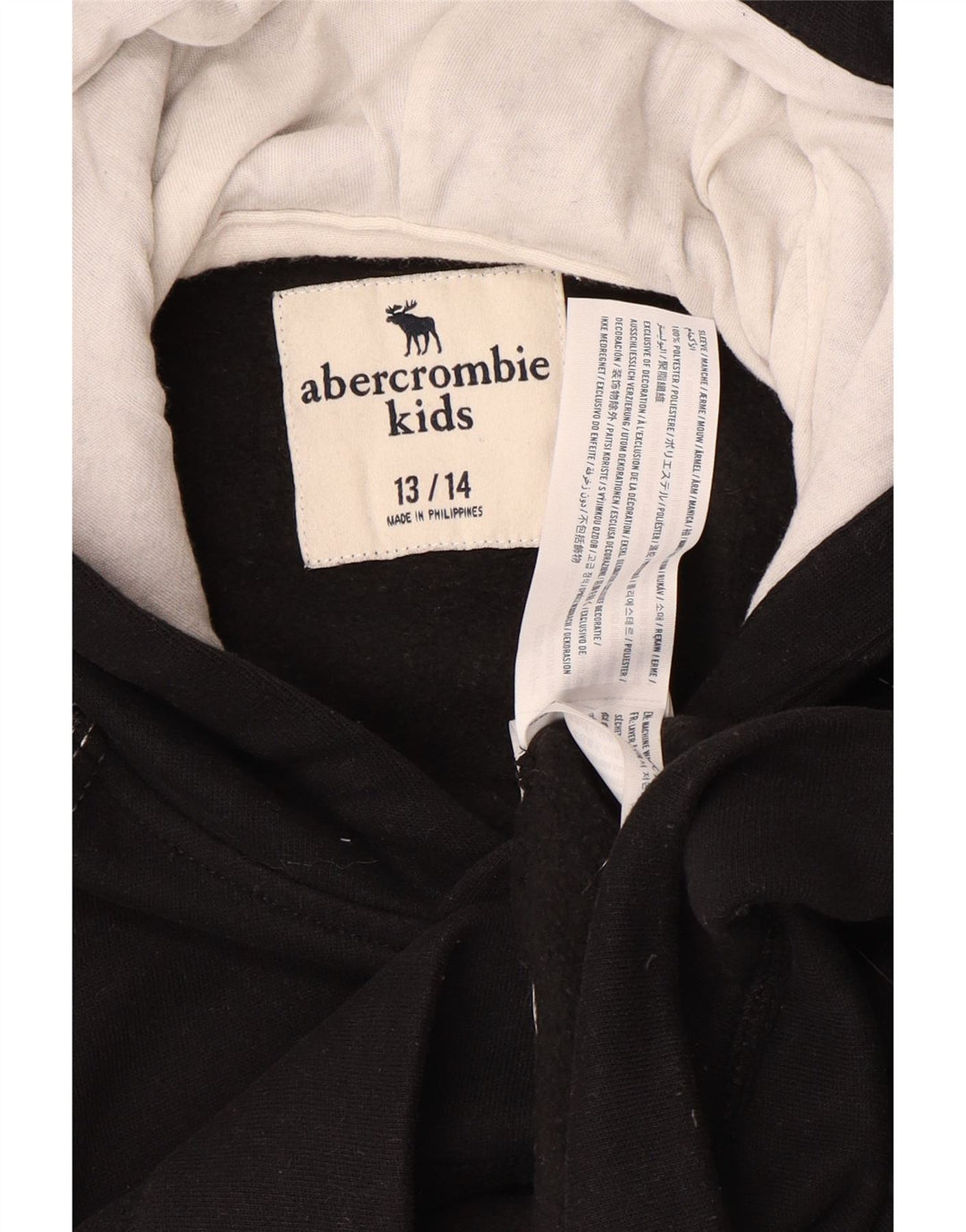 ABERCROMBIE & FITCH Chłopięcy sweter z kapturem 13-14 lat Czarny poliester w cętki