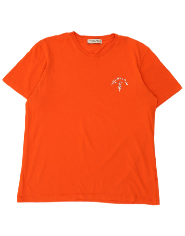 Męski T-shirt z grafiką Trussardi, XL, pomarańczowy, bawełniany