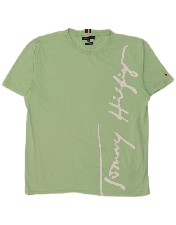 Męska koszulka z grafiką Tommy Hilfiger Top 2XL, zielona bawełna