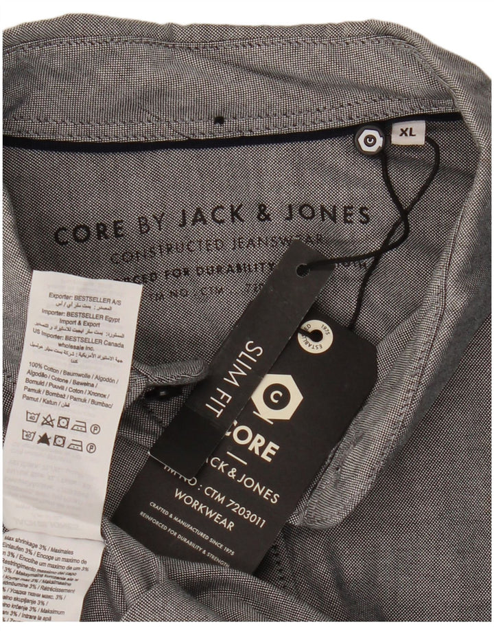 Koszula męska Jack & Jones Slim Fit XL, szara, bawełniana