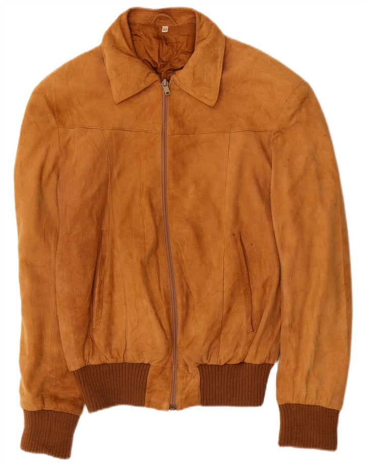 Vintage damska zamszowa kurtka bomber IT 48 XL brązowa skóra