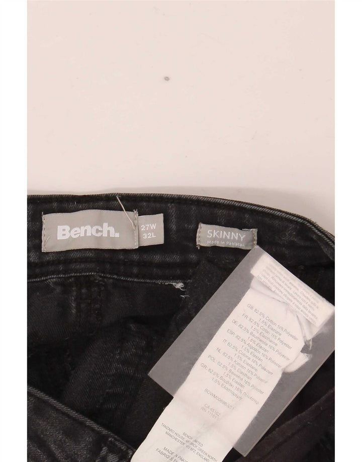 Damskie jeansy skinny Bench W27 L32 Czarne bawełniane