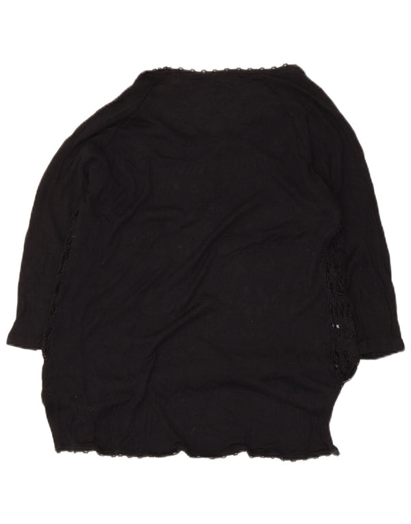 Damski sweter Zara z rękawem 3/4 i dekoltem w łódkę UK 12 Średnia czarna wiskoza