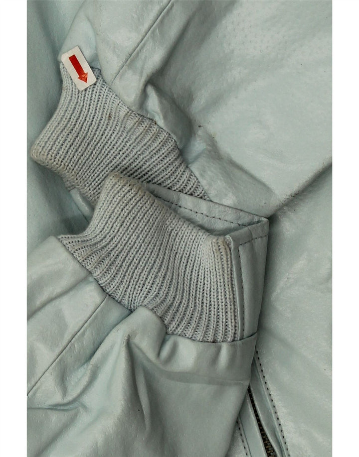 Vintage damska kurtka bomber ze sztucznej skóry IT 44 średni niebieski