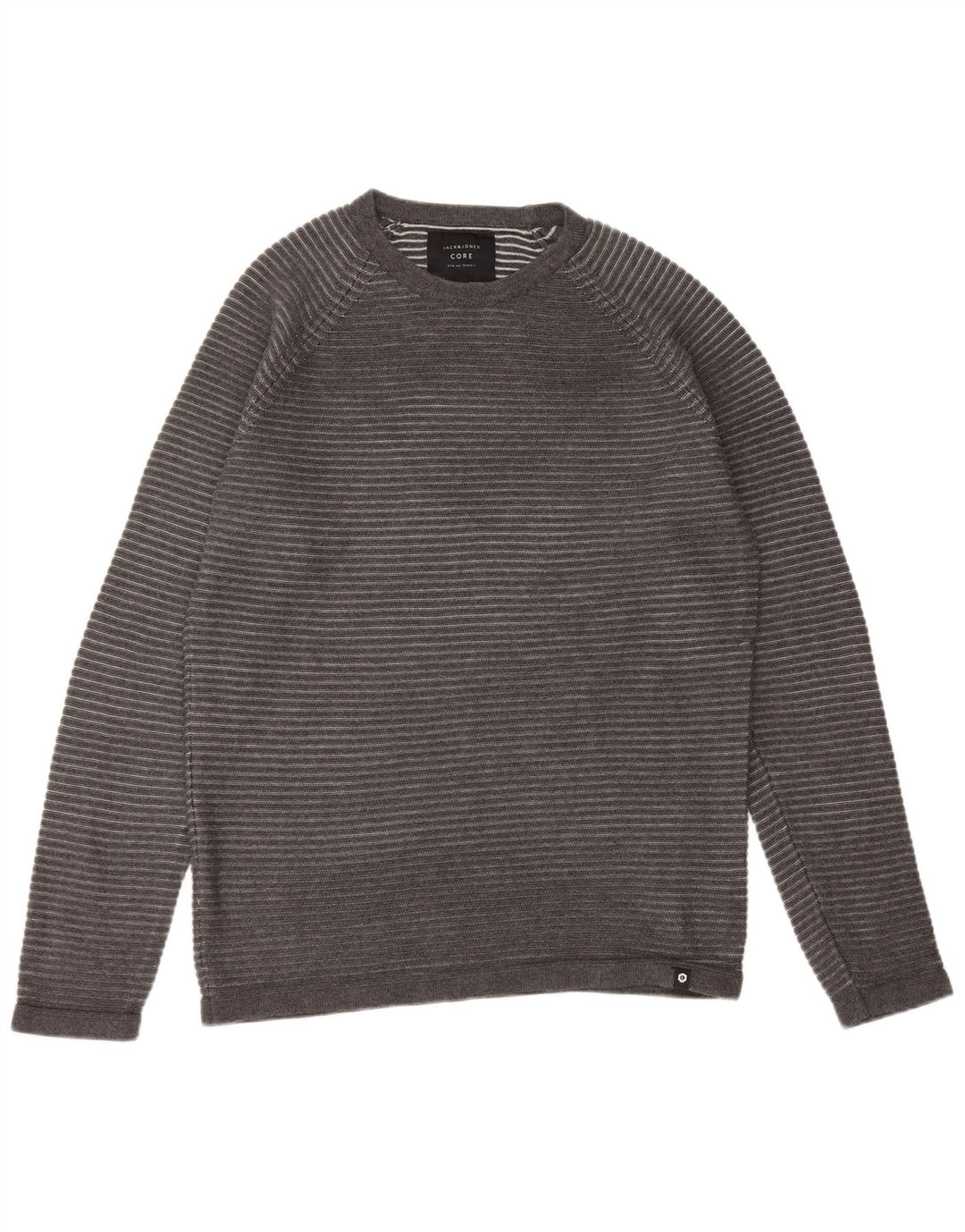 Męski sweter JACK & JONES z okrągłym dekoltem i dużym szarym prążkiem