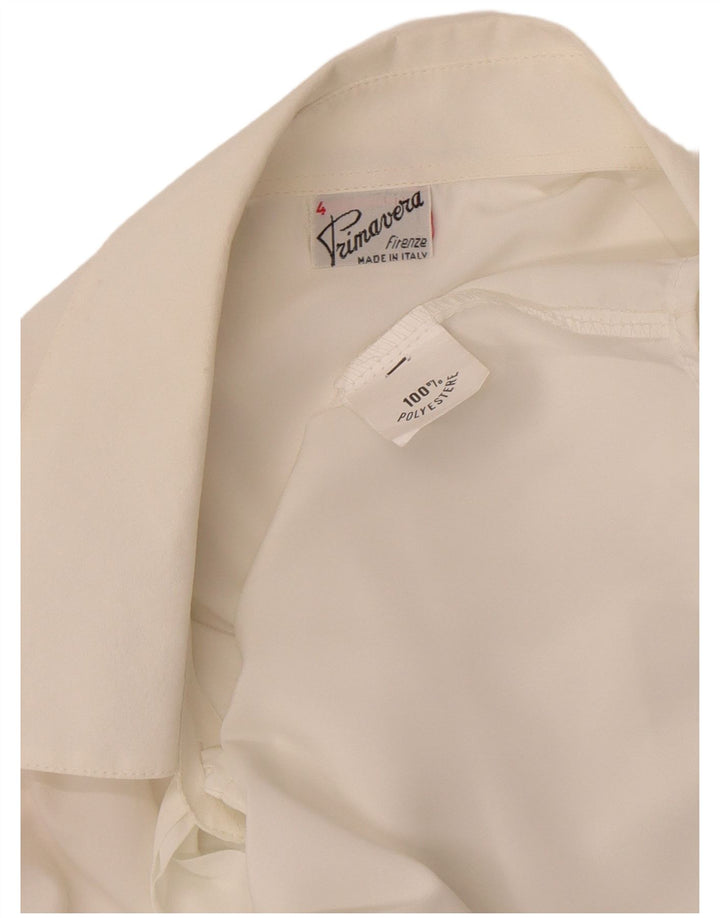 Damska bluzka koszulowa z muszką Primavera Firenze UK 18 XL, biały poliester