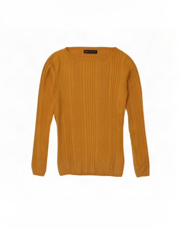 Marks & Spencer Damski sweter z dekoltem w łódkę UK 12 Średni żółty wiskoza