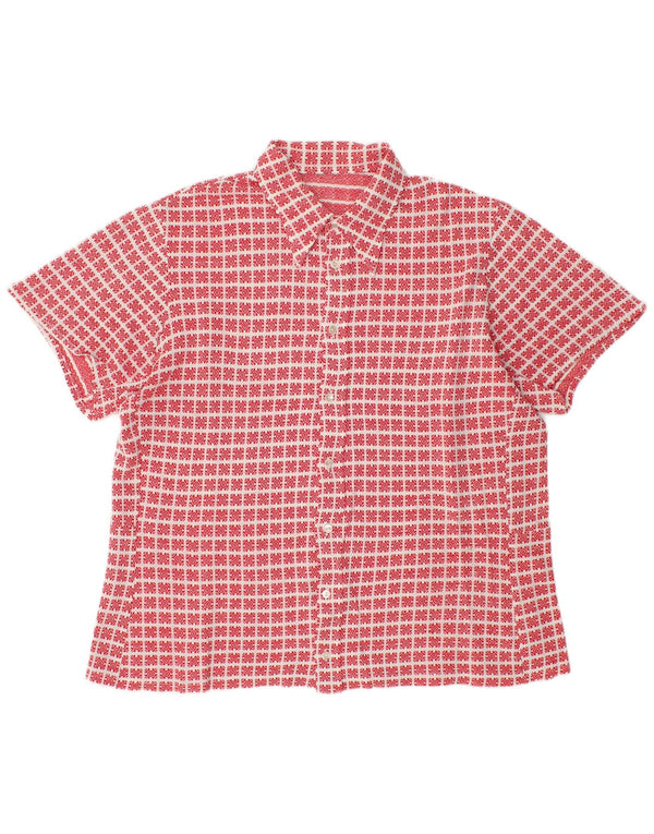 Bluzka damska z krótkim rękawem w stylu vintage, UK 16, duża, czerwona, geometryczna