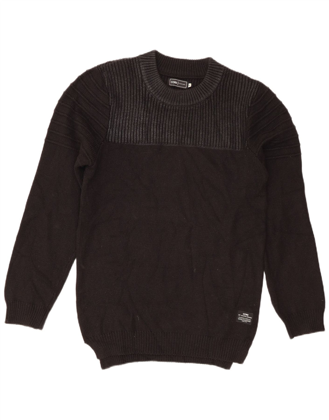 Męski sweter z okrągłym dekoltem Jack & Jones, mały, czarny akryl