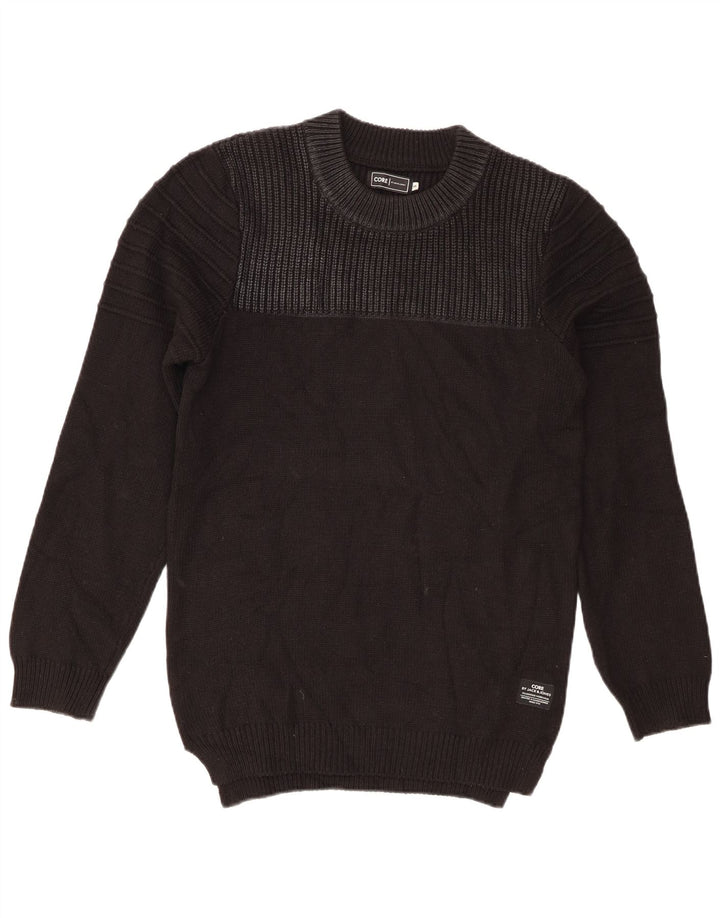Męski sweter z okrągłym dekoltem Jack & Jones, mały, czarny akryl