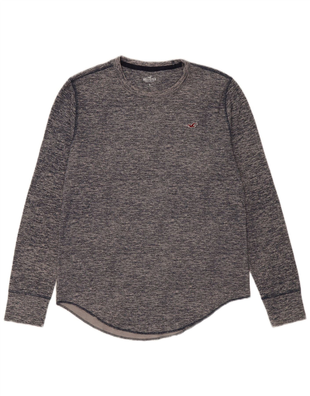 HOLLISTER Męski top z długim rękawem, średni, granatowy, bawełniany w cętki