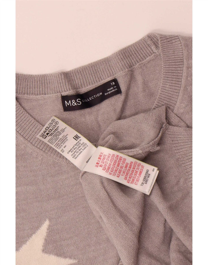 Marks & Spencer Damski sweter z dekoltem w łódkę, UK 18 XL, szary