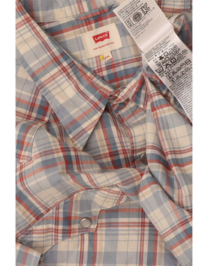Koszula męska z krótkim rękawem Levi's 2XL, bawełniana niebieska kratka