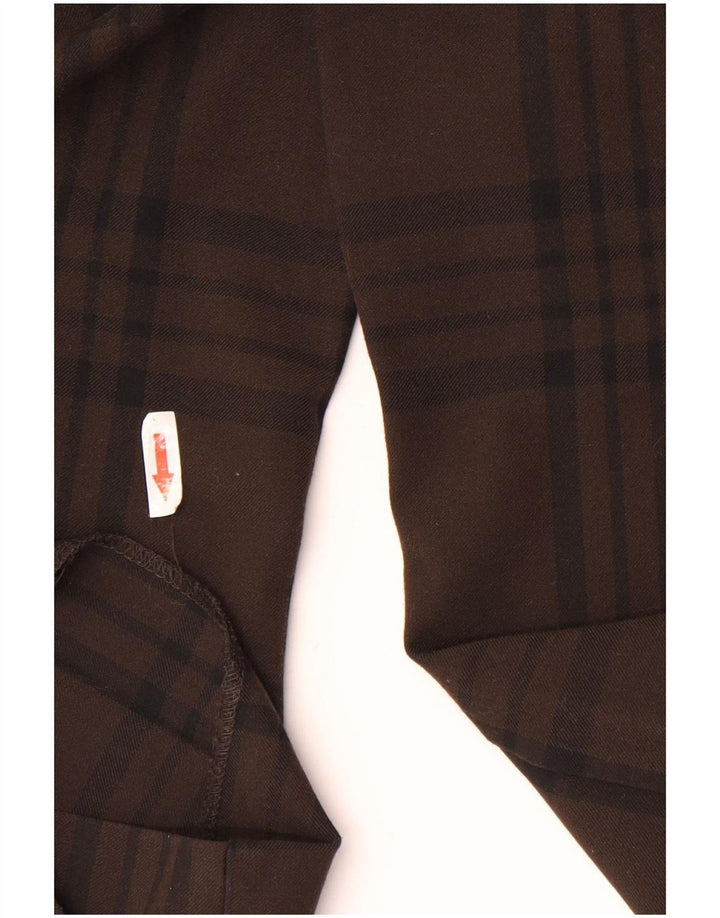 Damskie proste spodnie chino Zara, duże, W30 L29, brązowa kratka, poliester