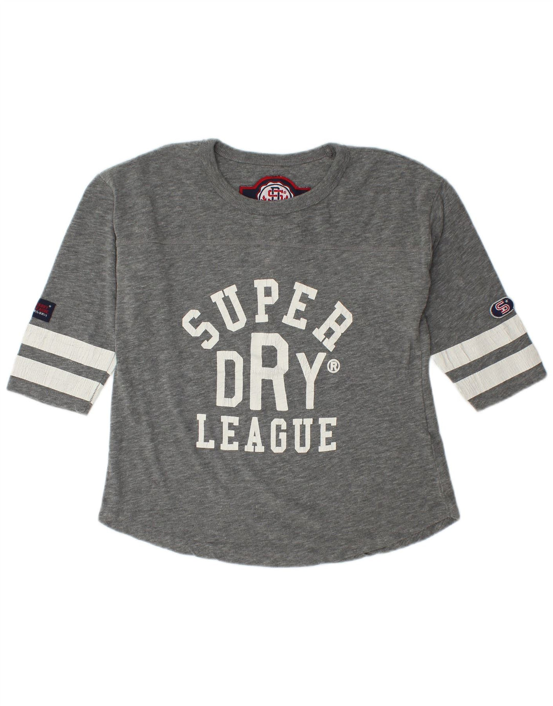 Damski top graficzny Superdry z rękawem 3/4, UK 14, średnioszary, bawełniany