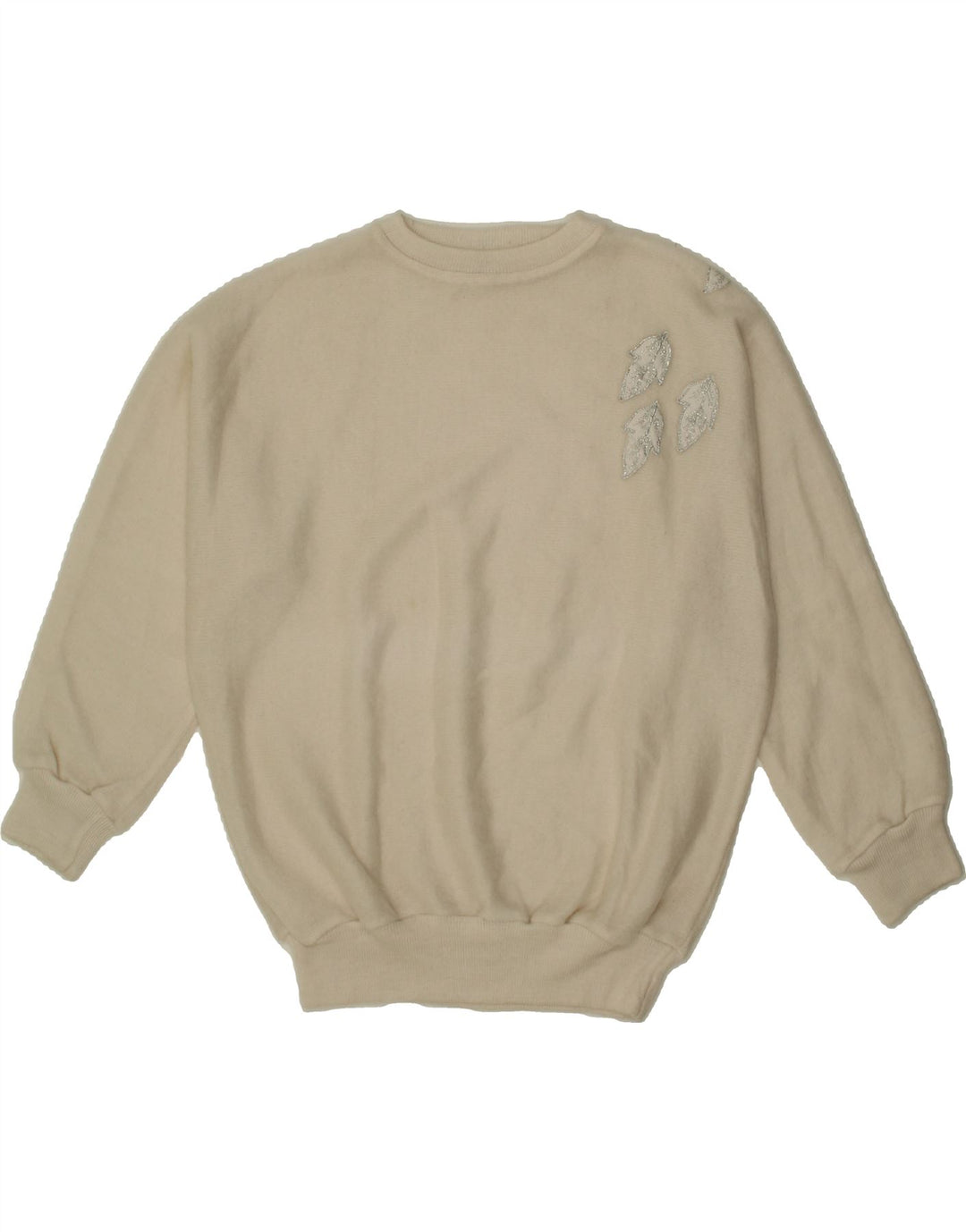 VINTAGE Womens Oversized Boat Neck Jumper Sweater UK 14 Medium Off White Vintage Vintage and Second-Hand Vintage from Messina Hembry 