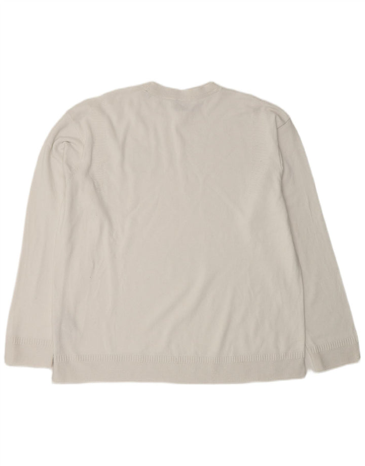 ARMANI EXCHANGE Męski sweter z okrągłym dekoltem, duży, biały, bawełniany