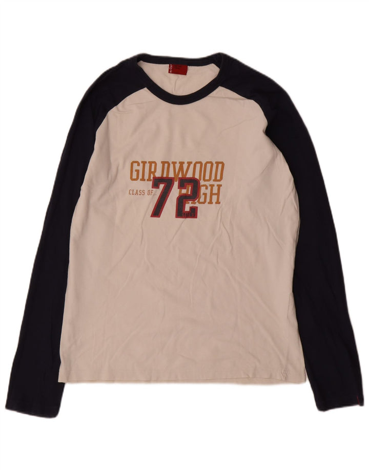 Męski graficzny top Levi's z długim rękawem, mały, biały, bawełniany