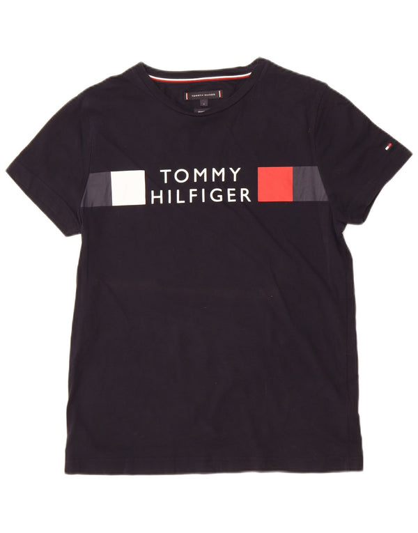 Męski T-shirt z grafiką Tommy Hilfiger, mały, czarny, bawełniany