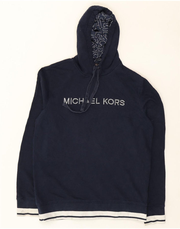 MICHAEL KORS Mens Graphic Hoodie Jumper Small Navy Blue Vintage Michael Kors and Second-Hand Michael Kors from Messina Hembry 