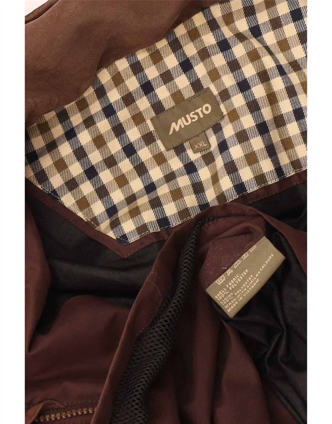 Męski płaszcz wiatrówkowy Musto UK 44 2XL Brązowy poliester
