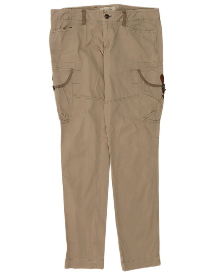 Spodnie damskie Massimo Dutti Slim Cargo W30 L32 Beżowa bawełna