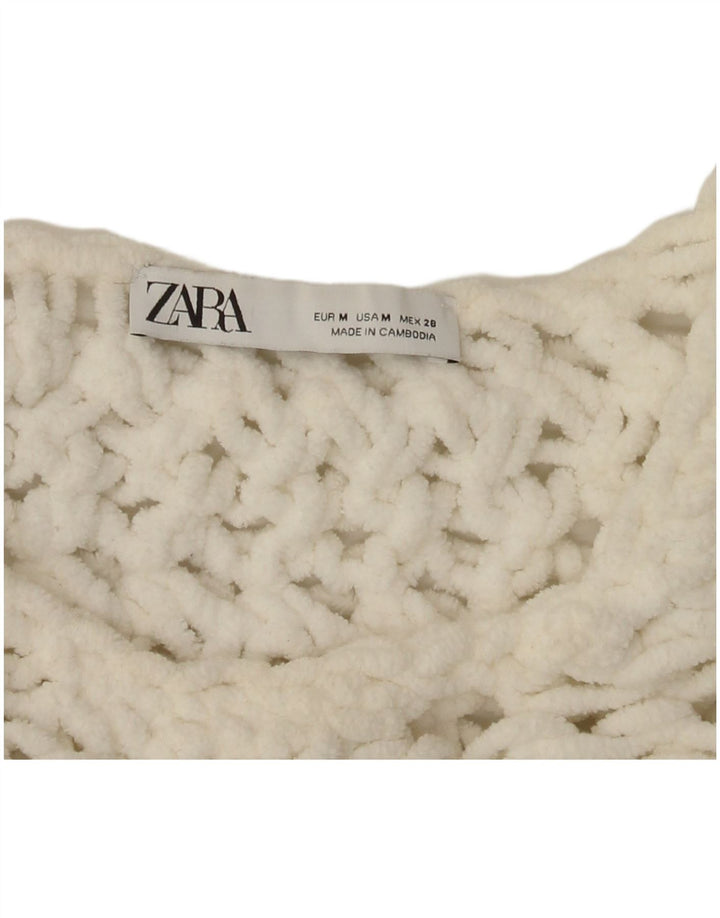 Damski sweter oversize z okrągłym dekoltem Zara UK 14 Średni biały