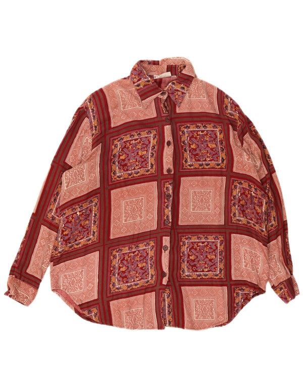 Koszula damska Vintage rozmiar 50 3XL Burgundowa patchworkowa wiskoza
