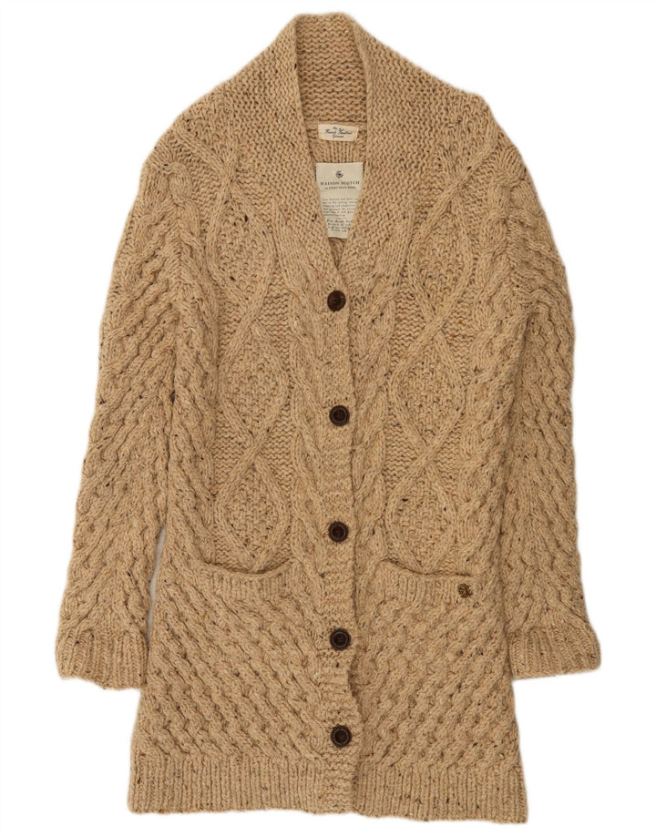 MAISON SCOTCH Damski sweter dziergany ręcznie US 4 Small Beige