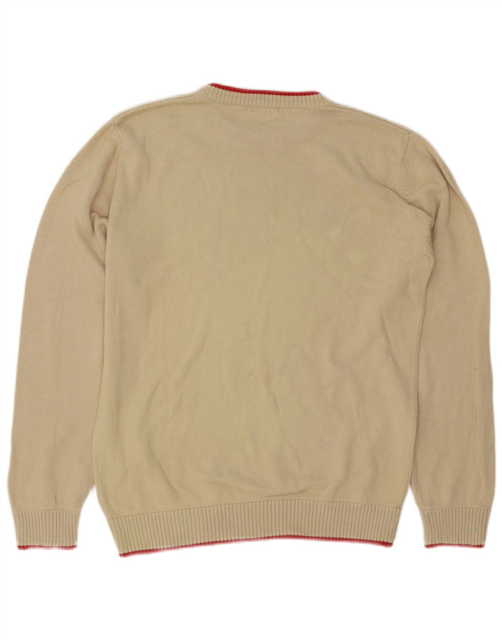 Męski sweter z okrągłym dekoltem Sergio Tacchini, średnio beżowy, bawełniany