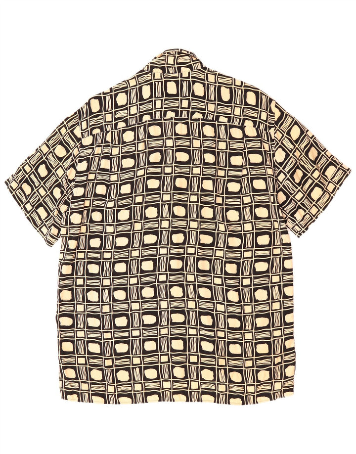 Koszula męska z krótkim rękawem w stylu vintage, duża, czarna, geometryczna