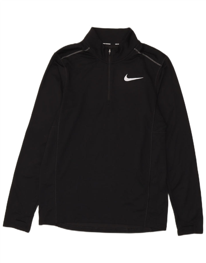 Męski dres Nike Dri Fit z zamkiem błyskawicznym na szyi, średni czarny poliester