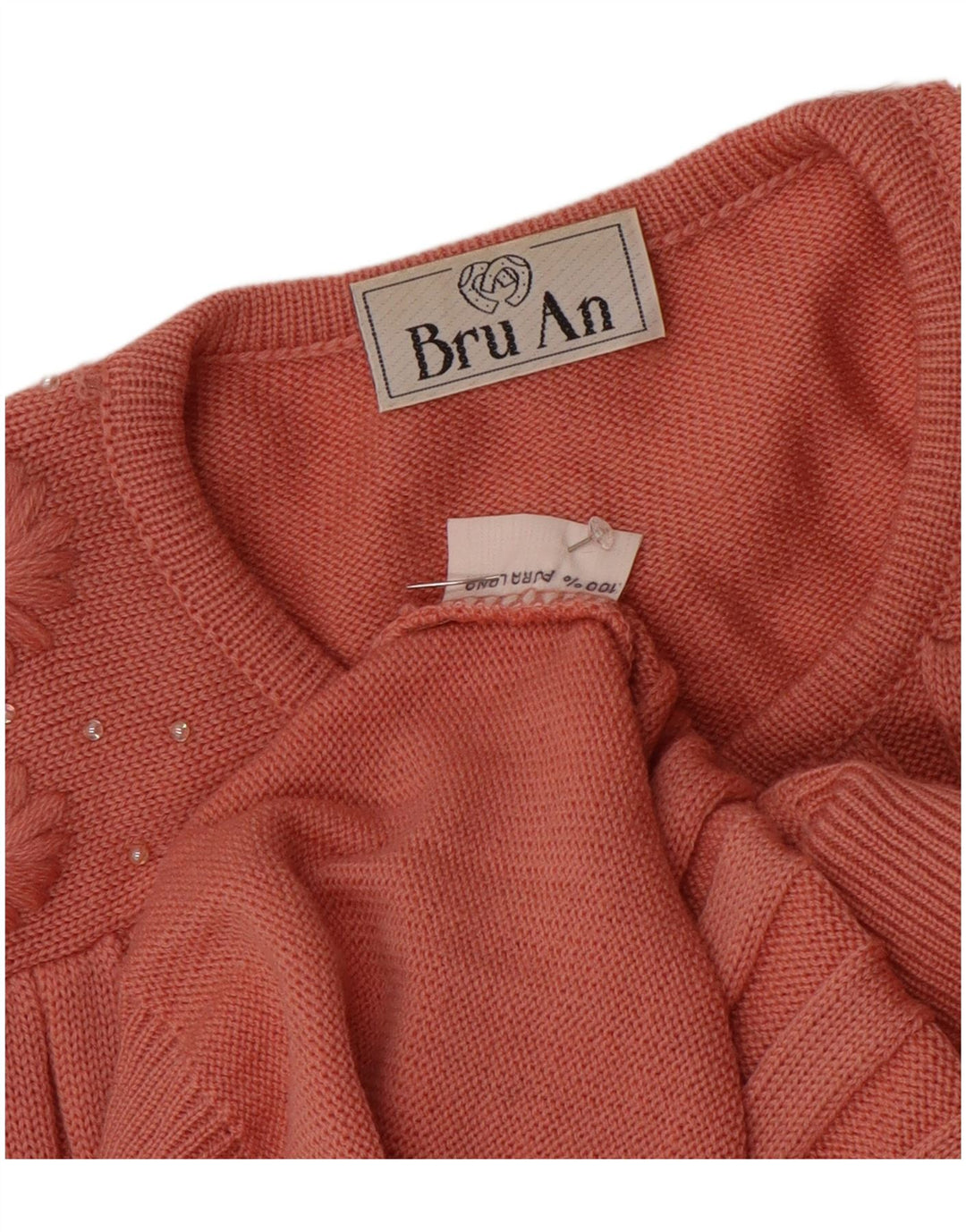 Sweter damski w stylu vintage, UK 16, duży, różowy, wełniany