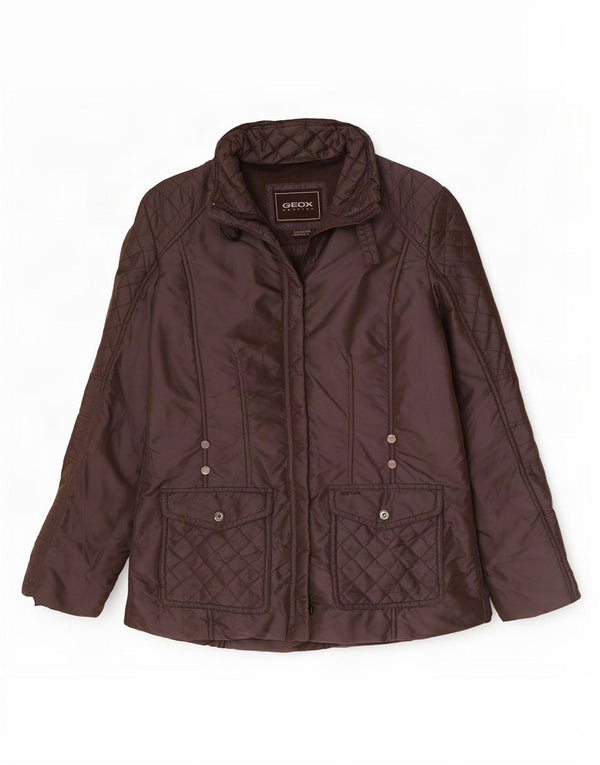 Geox Womens Respira Oversized Quilted Jacket UK 10 Small Brown Polyamide