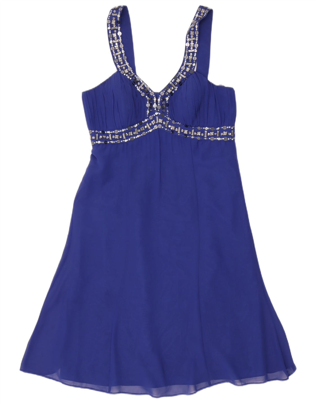 DEBUT Womens Sleeveless A-Line Dress UK 12 Medium Navy Blue Polyester