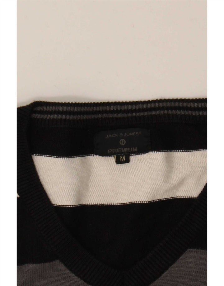 Męski sweter Jack & Jones z dekoltem w kształcie litery V, średnie czarne paski