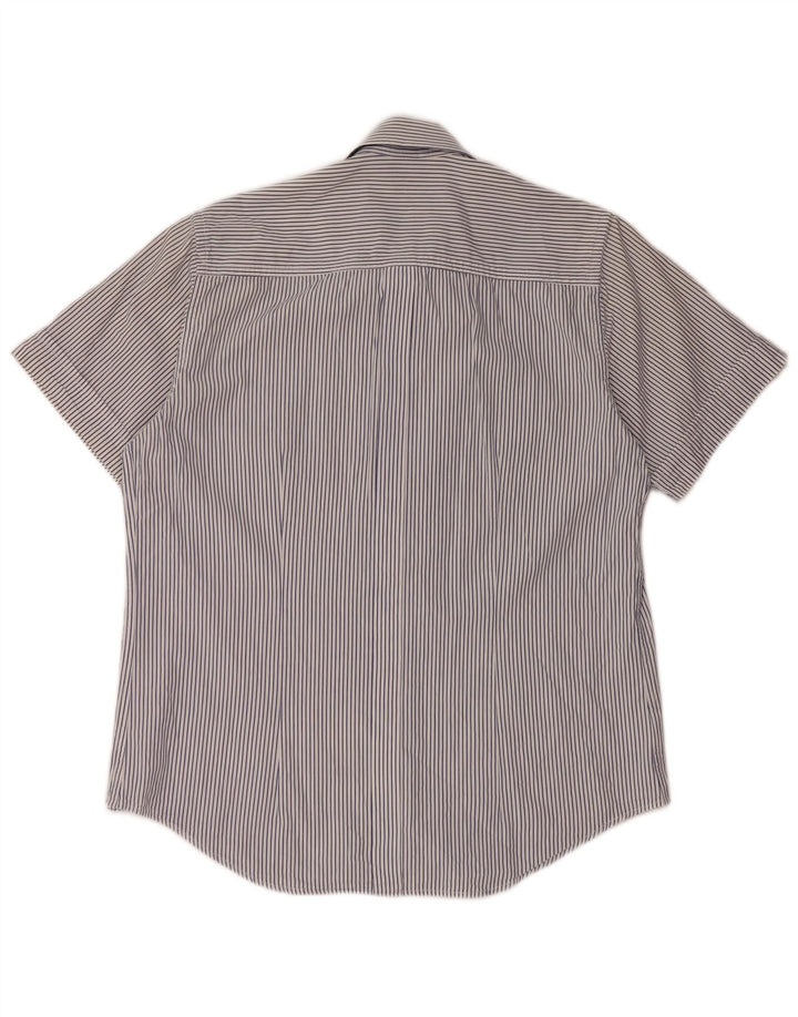 SERGIO TACCHINI Męska koszula z krótkim rękawem Średni granatowy, bawełniany w prążki