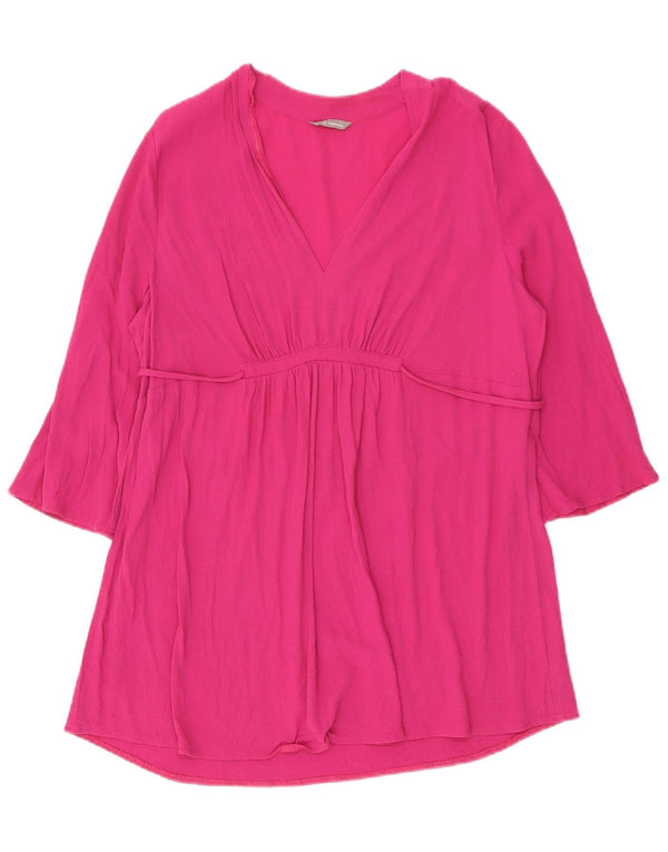 Marks & Spencer Damska Sukienka Tunika z Rękawem 3/4 UK 20 2XL Różowa Wiskoza