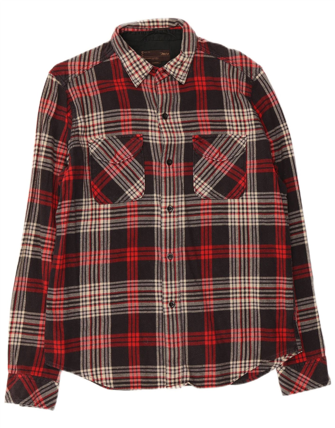 Marlboro Classics Męska koszula flanelowa slim fit w kratkę, duża czarna krata