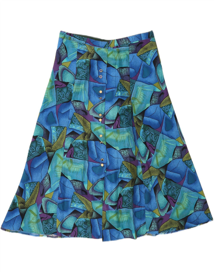 VINTAGE Womens Abstract Pattern A-Line Skirt W30 Medium Blue Vintage Vintage and Second-Hand Vintage from Messina Hembry 