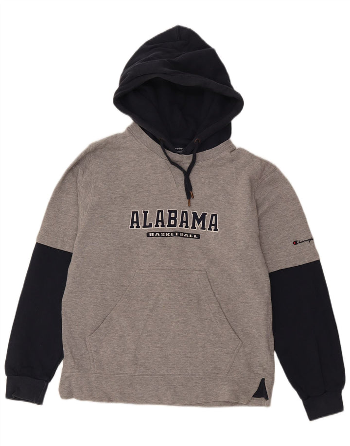Męski sweter z kapturem Champion Alabama Graphic, mały, szary, bawełniany z blokami kolorów