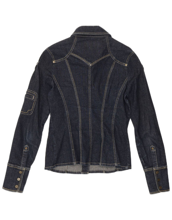 KAREN MILLEN Damska koszula dżinsowa wojskowa UK 10, mała, niebieska, bawełniana