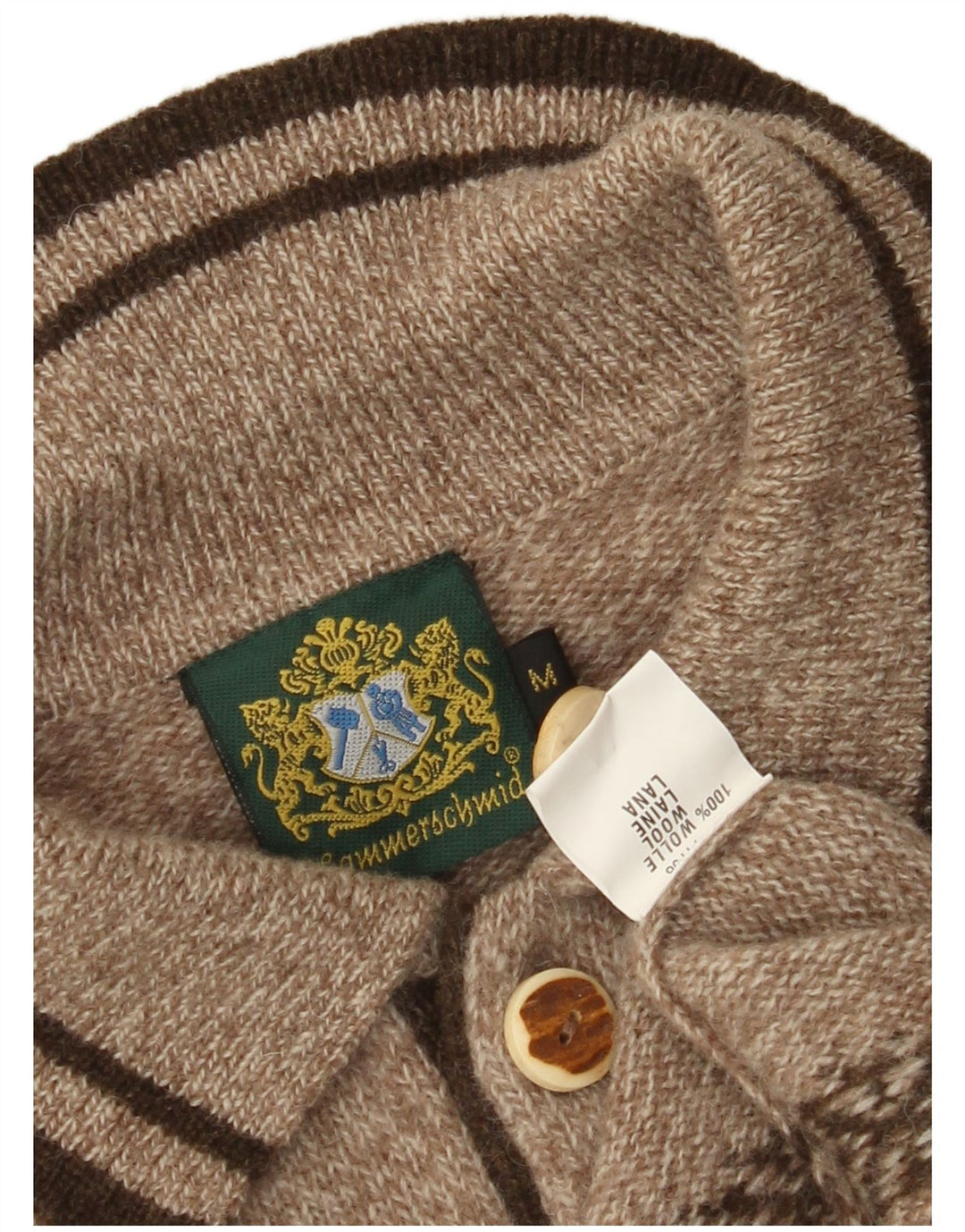 Męski sweter polo z grafiką HAMMERSCHMID, średniobrązowy, nakrapiany