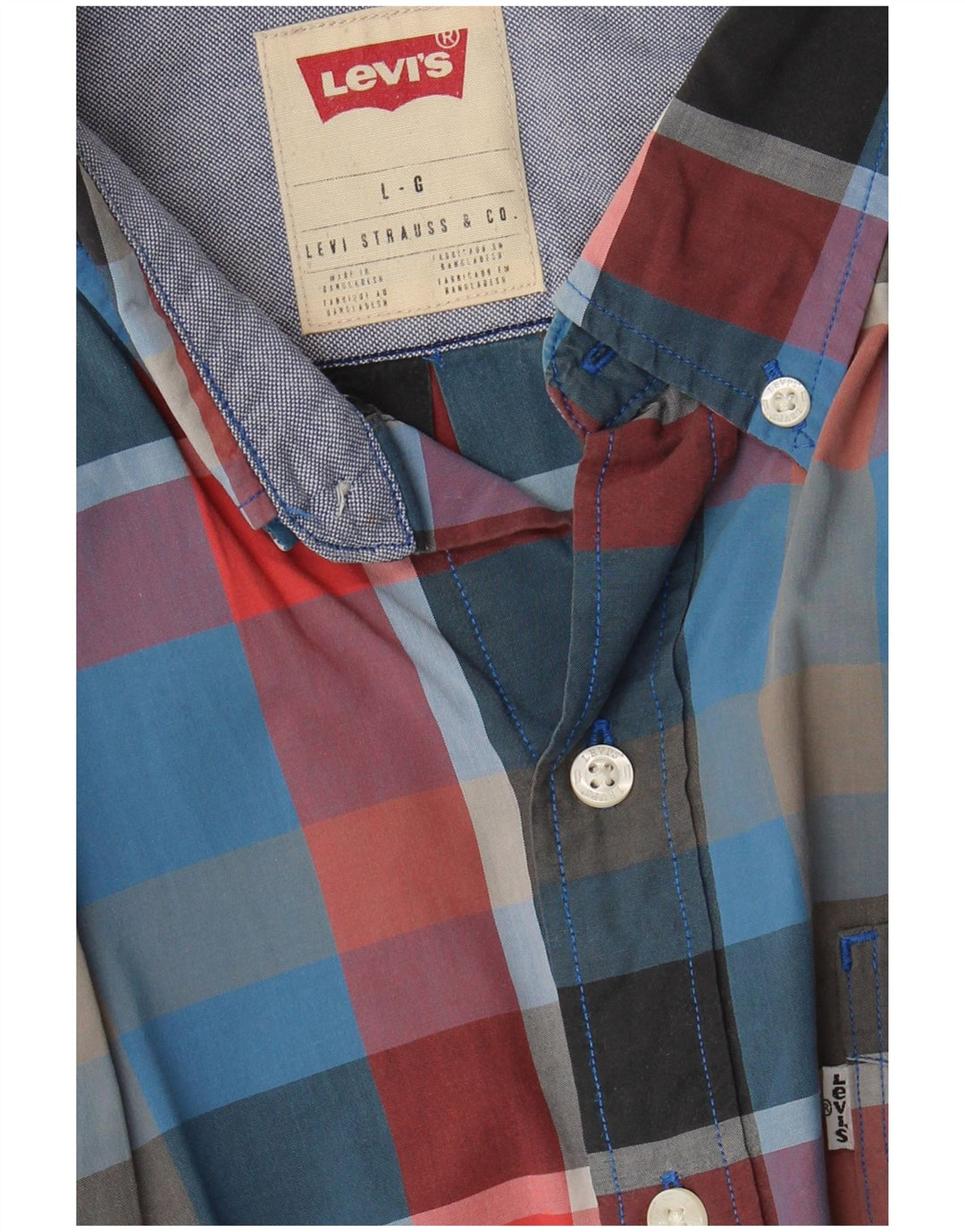 LEVI'S Mens Slim Fit Short Sleeve Shirt Large Multicoloured Check