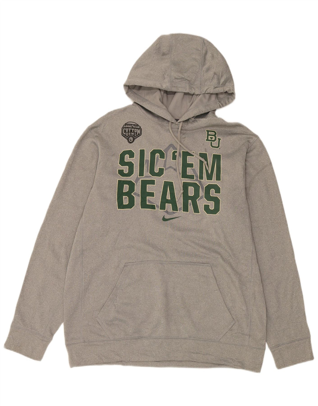 Męska bluza z kapturem Baylor Bears Graphic, duża, szara, poliestrowa