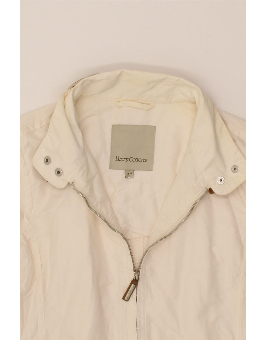 HENRY COTTONS Womens Bomber Jacket IT 44 Medium Off White Cotton Vintage Henry Cottons and Second-Hand Henry Cottons from Messina Hembry 
