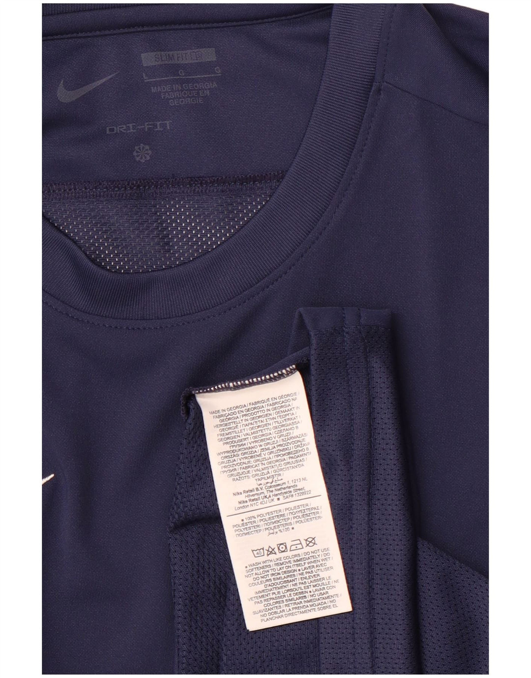 Męska koszulka NIKE Dri Fit Slim Fit z długim rękawem, duży, granatowy poliester