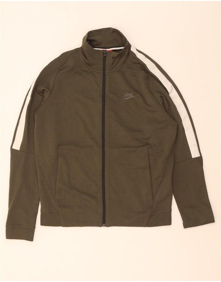 Męska kurtka dresowa Nike, średnia, bawełniana khaki, z blokami kolorów